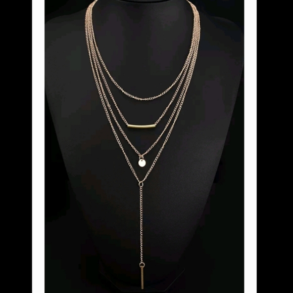 4 Strand statement necklace - gold - Picture 1 of 3